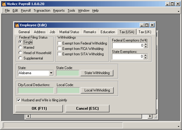 VizAcc Payroll Screenshot